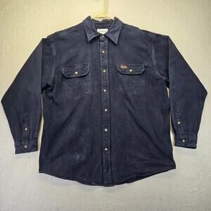Vintage Carhartt Shirt Mens XL Faded Blue Button Up Heavy Twill Grunge Pockets